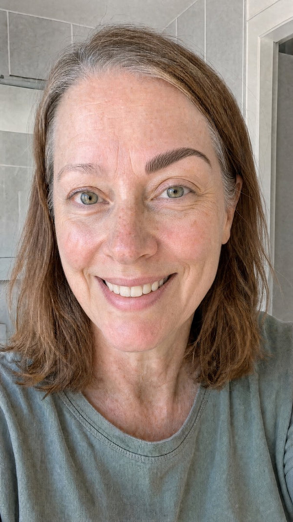 Browup customer close-up with one brow stamped